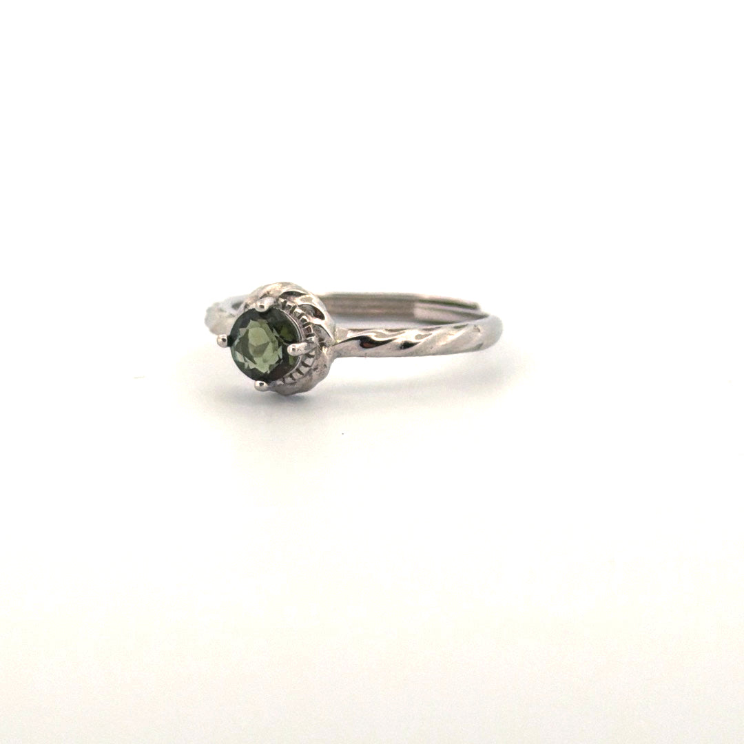 Moldavite S925 Certified Adjustable Ring