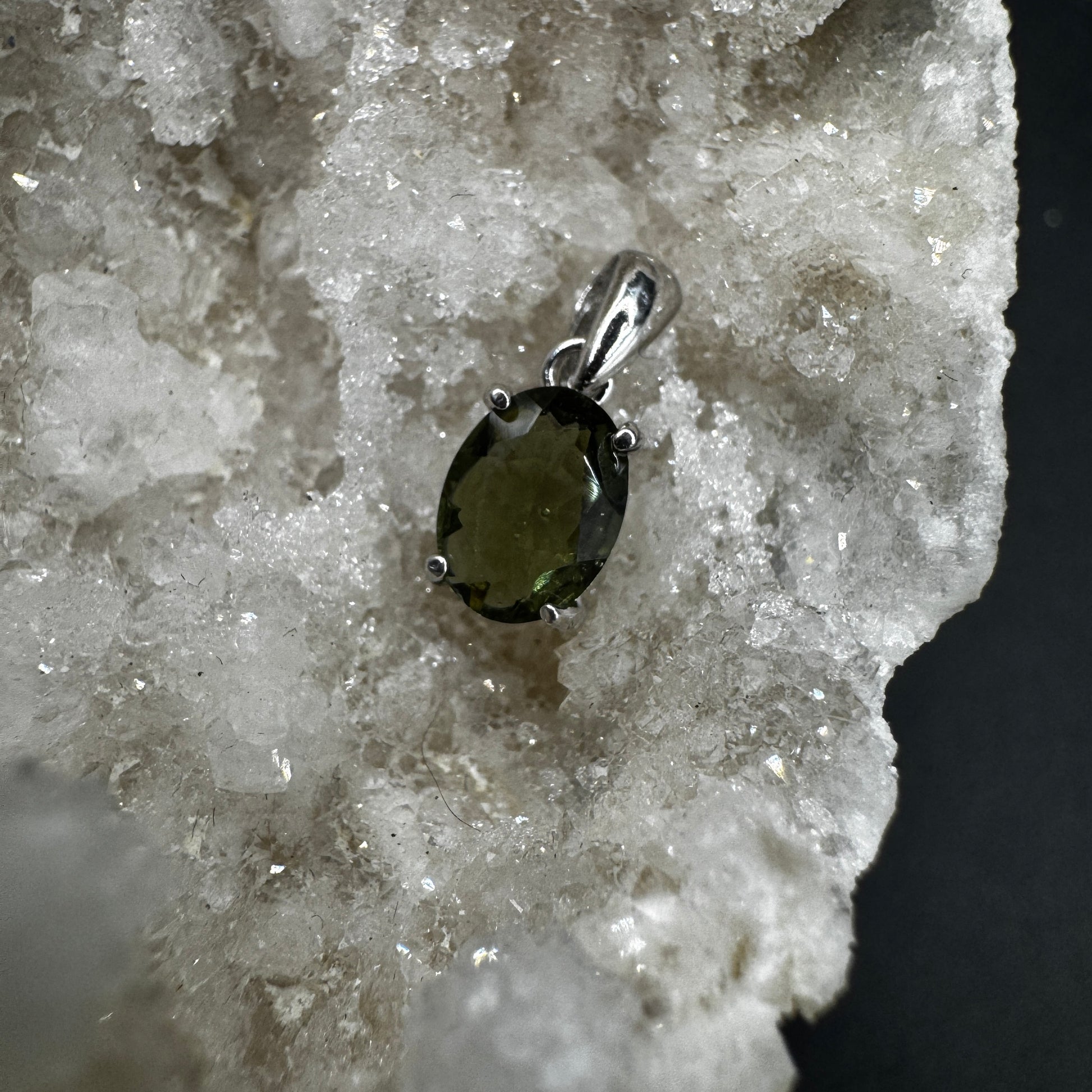Moldavite Oval Certified S925 Necklace