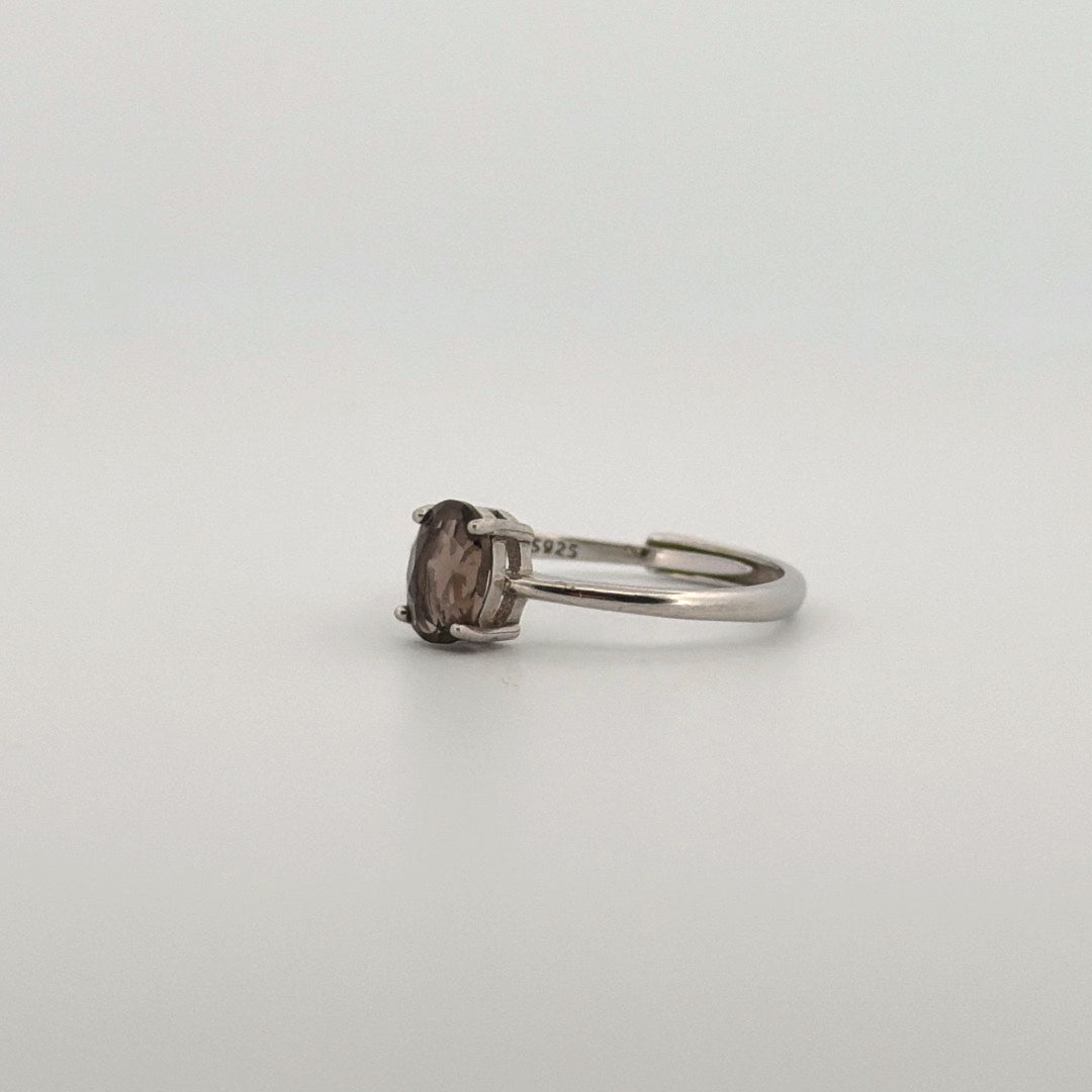 Smokey Quartz S925 Adjustable Ring