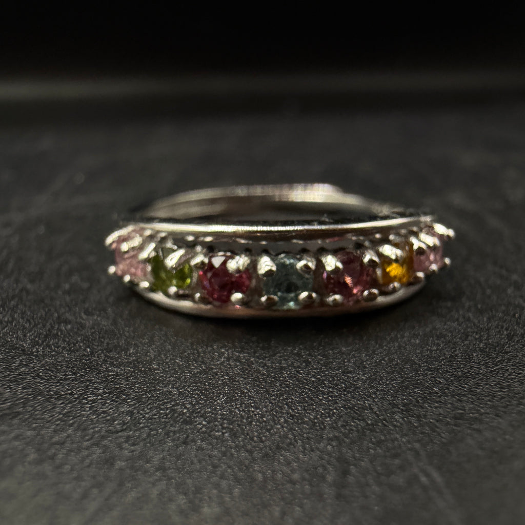 Rainbow Tourmaline S925 Adjustable Ring