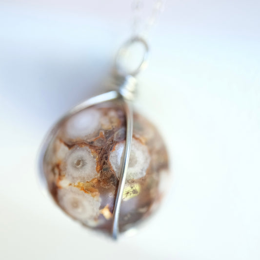 Flower Agate Handmade Necklace with S925 Chain