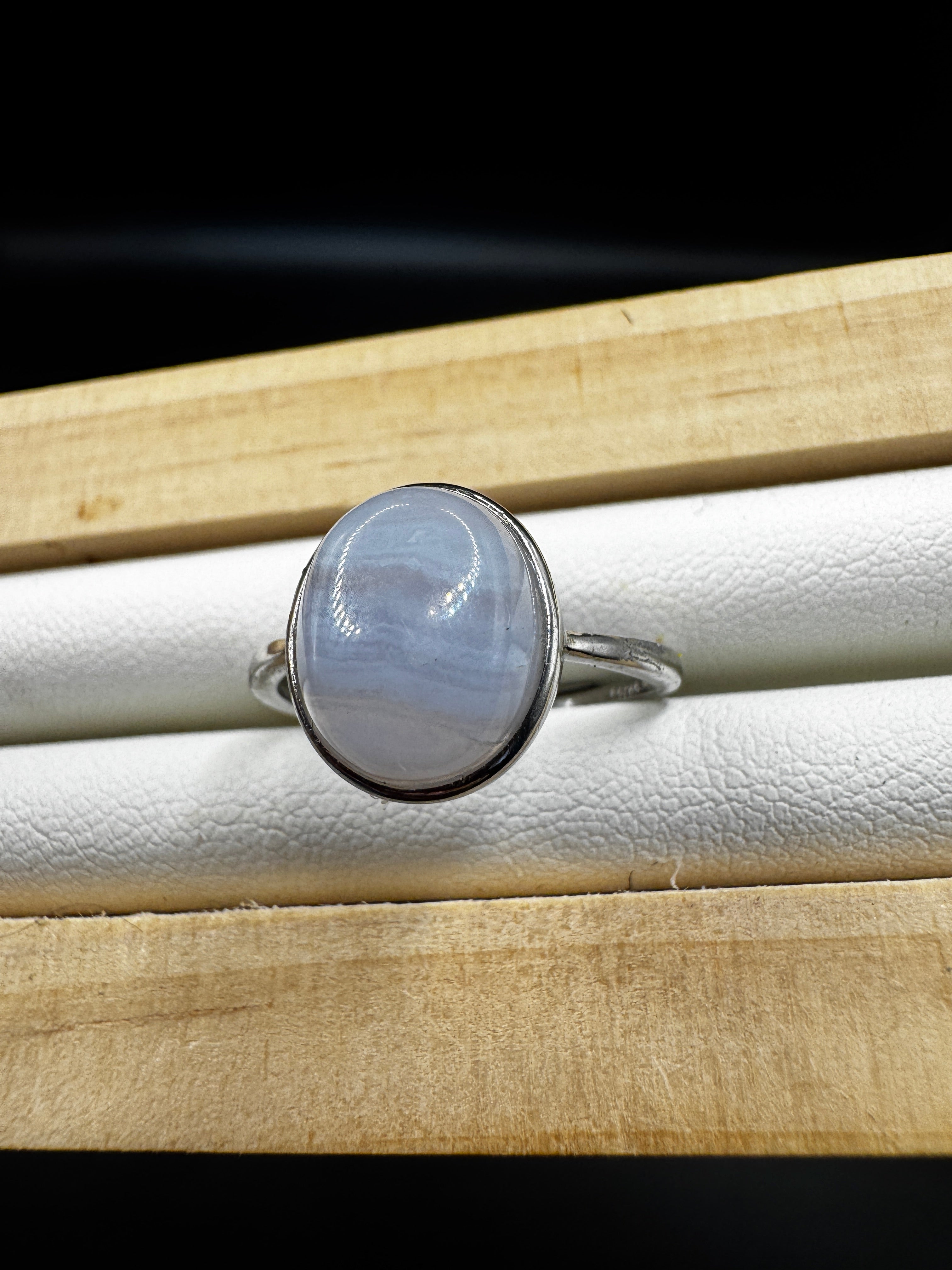 Blue Lace Agate S925 Adjustable Ring
