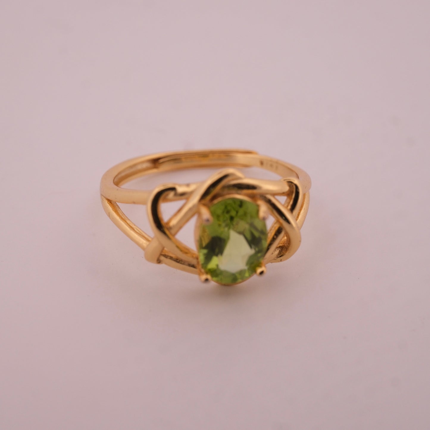 Peridot S925 Adjustable Gold Ring