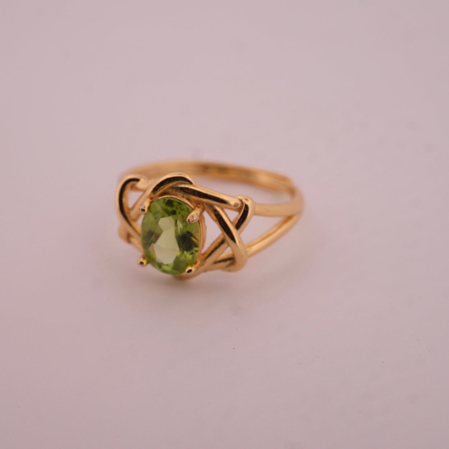 Peridot S925 Adjustable Gold Ring