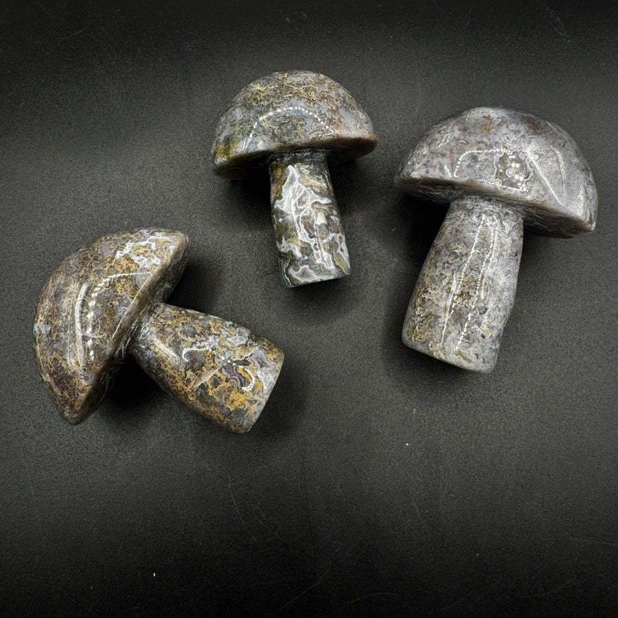 Purple Moss Agate Mushroom Carving