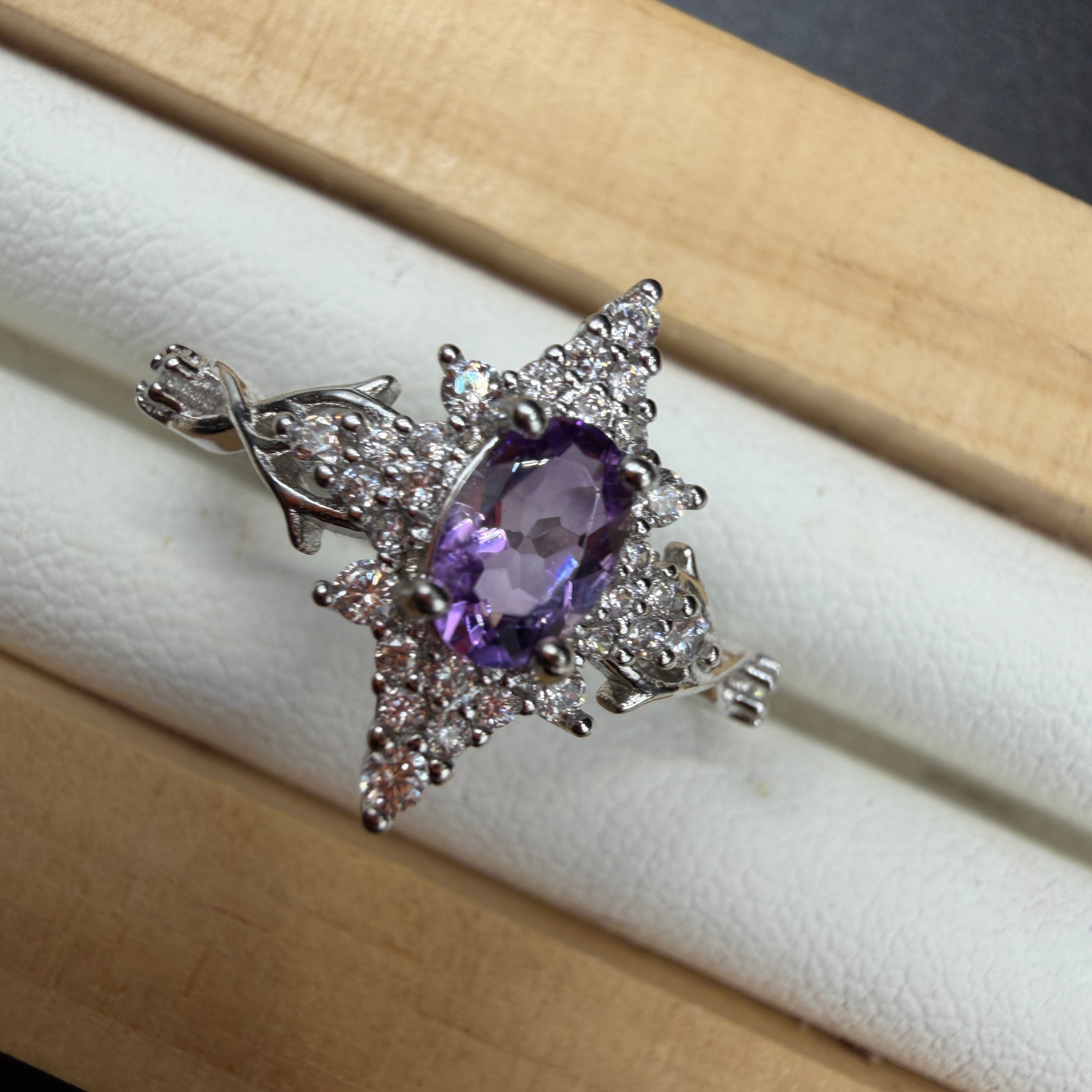 Amethyst Star S925 Adjustable Ring