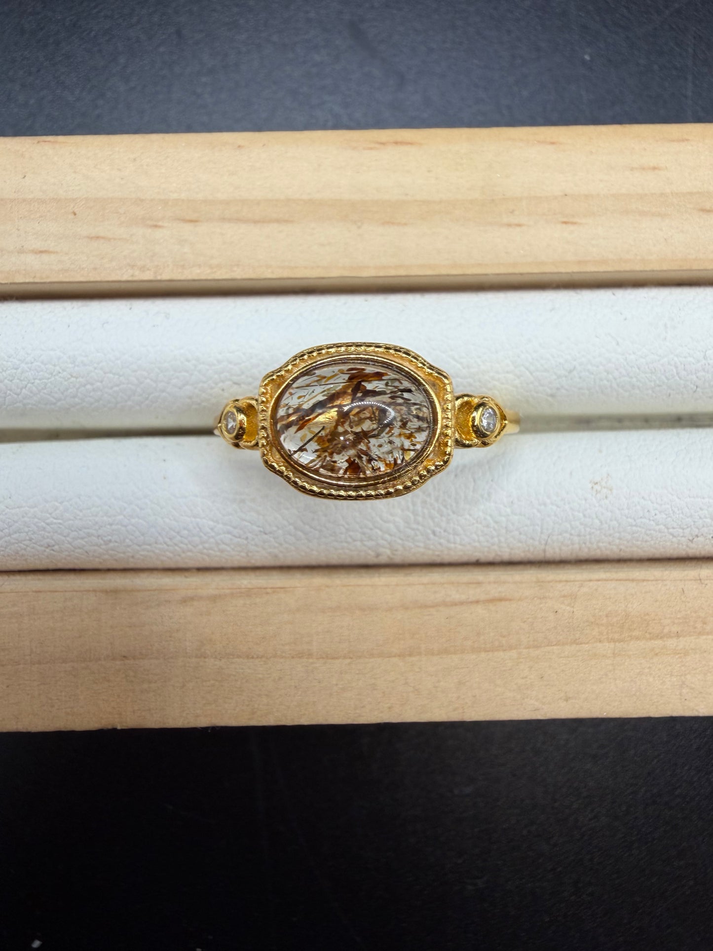 Golden Rutile S925 Adjustable Ring