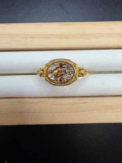 Golden Rutile S925 Adjustable Ring