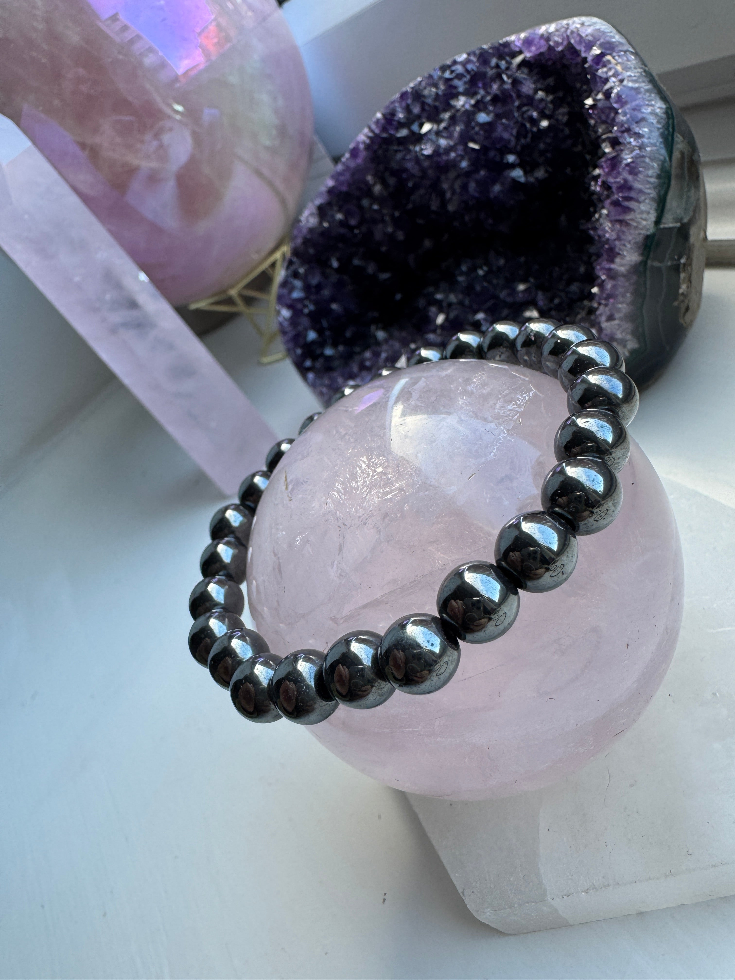 Large Bead Hematite Bracelet