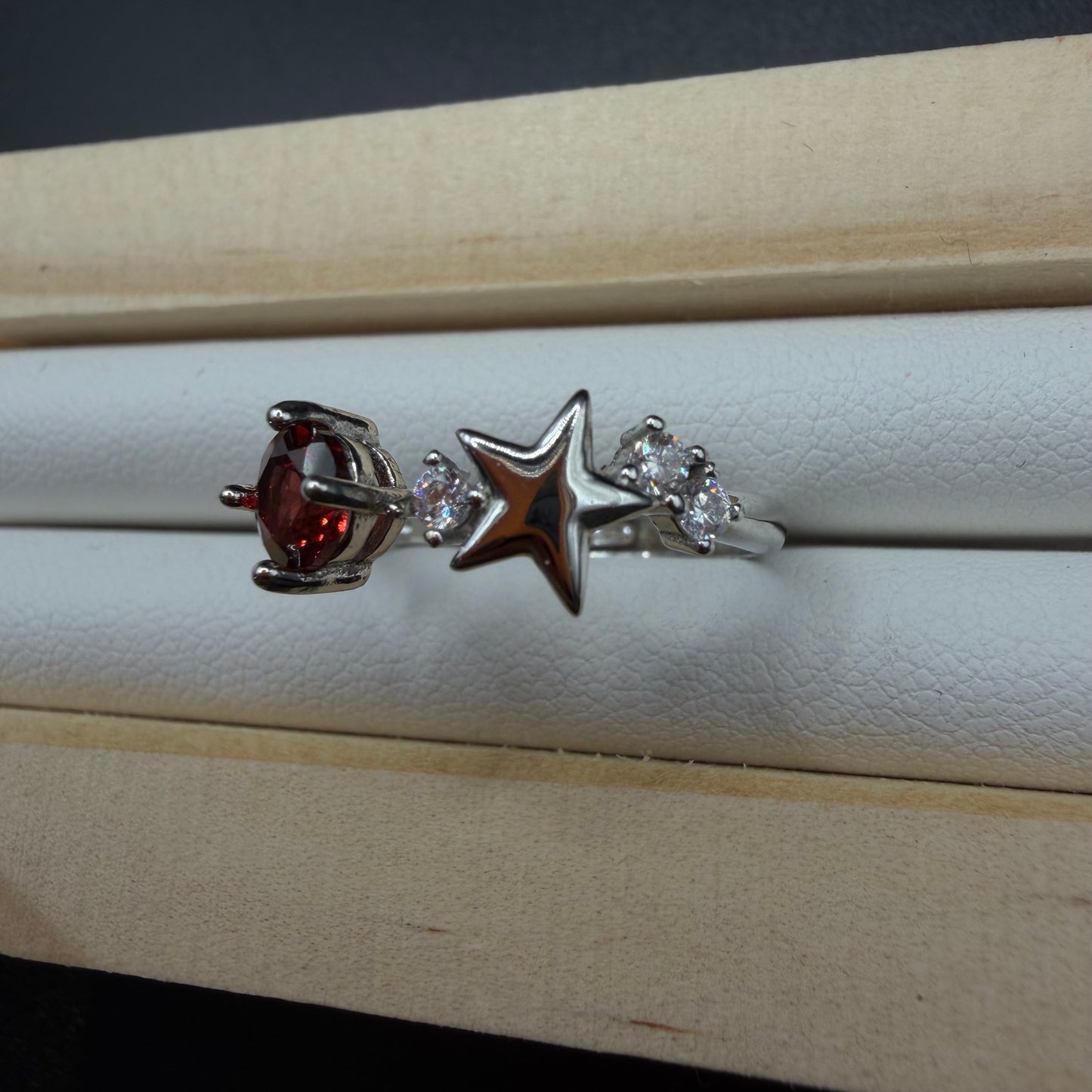 Garnet S925 Adjustable Ring