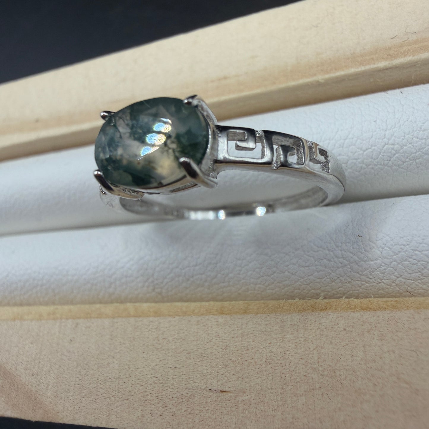 Moss Agate S925 Adjustable Ring