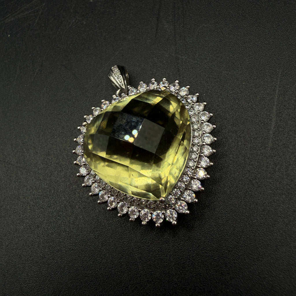 Giant Libyan Desert Glass Heart S925 Certified Necklace