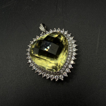 Giant Libyan Desert Glass Heart S925 Certified Necklace