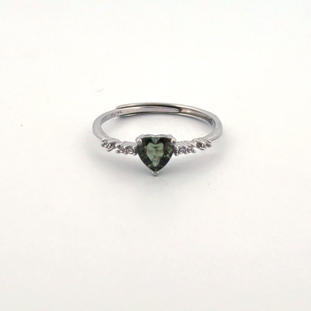 Moldavite S925 Adjustable Certified Ring