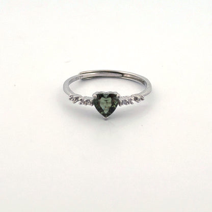Moldavite S925 Adjustable Certified Ring