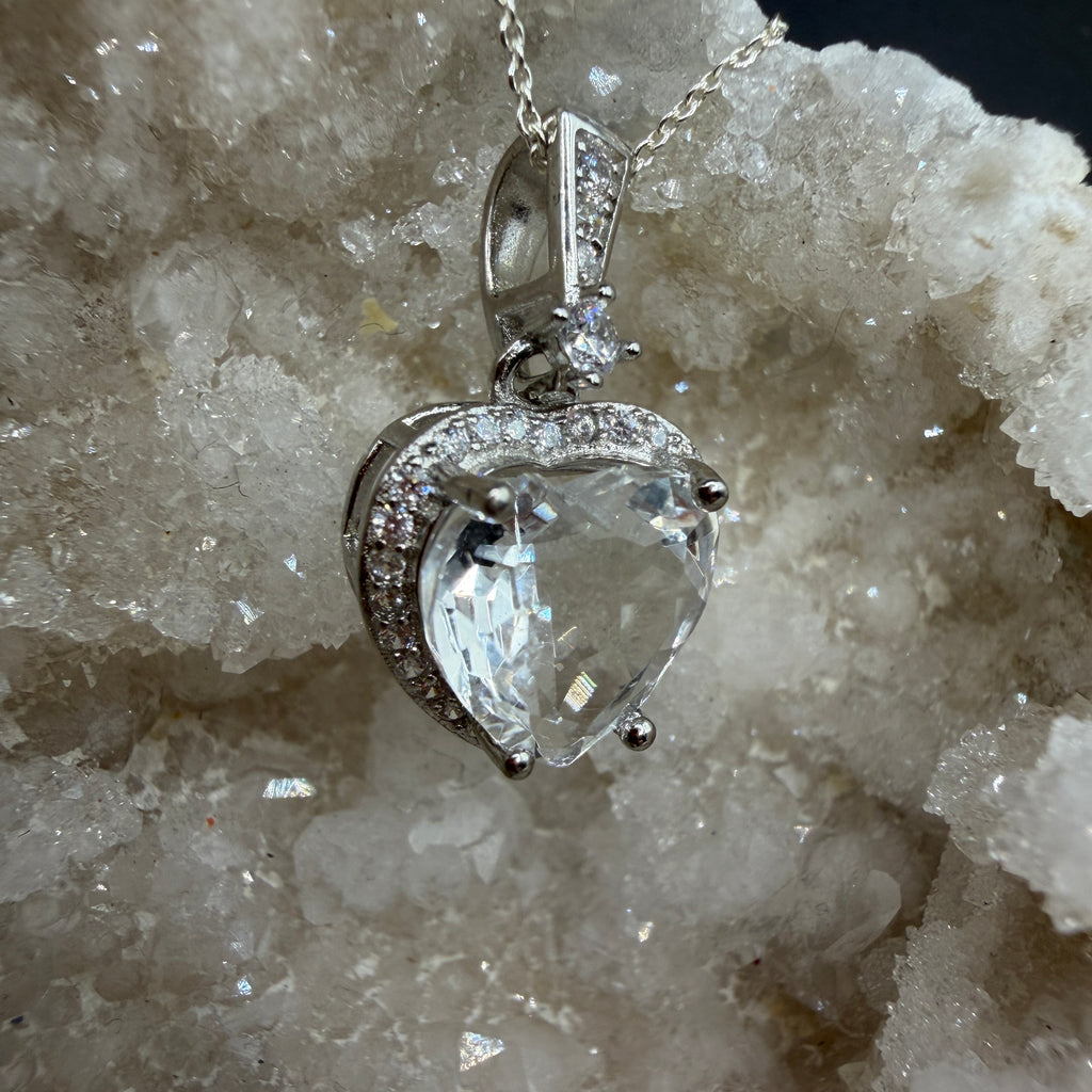Clear Quartz Heart S925 Necklace