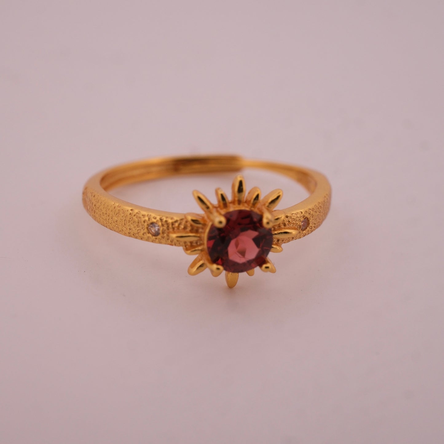 Garnet Sun Gold S925 Adjustable Ring