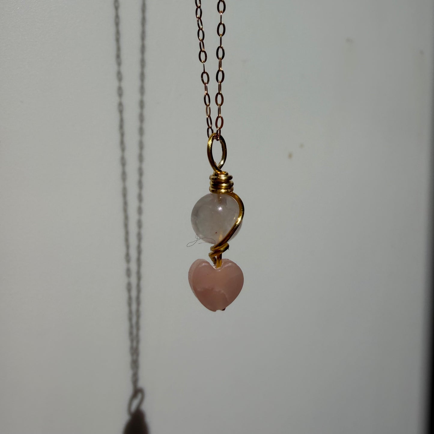 Heart Healing Rose Quartz and Kunzite Handmade Necklace