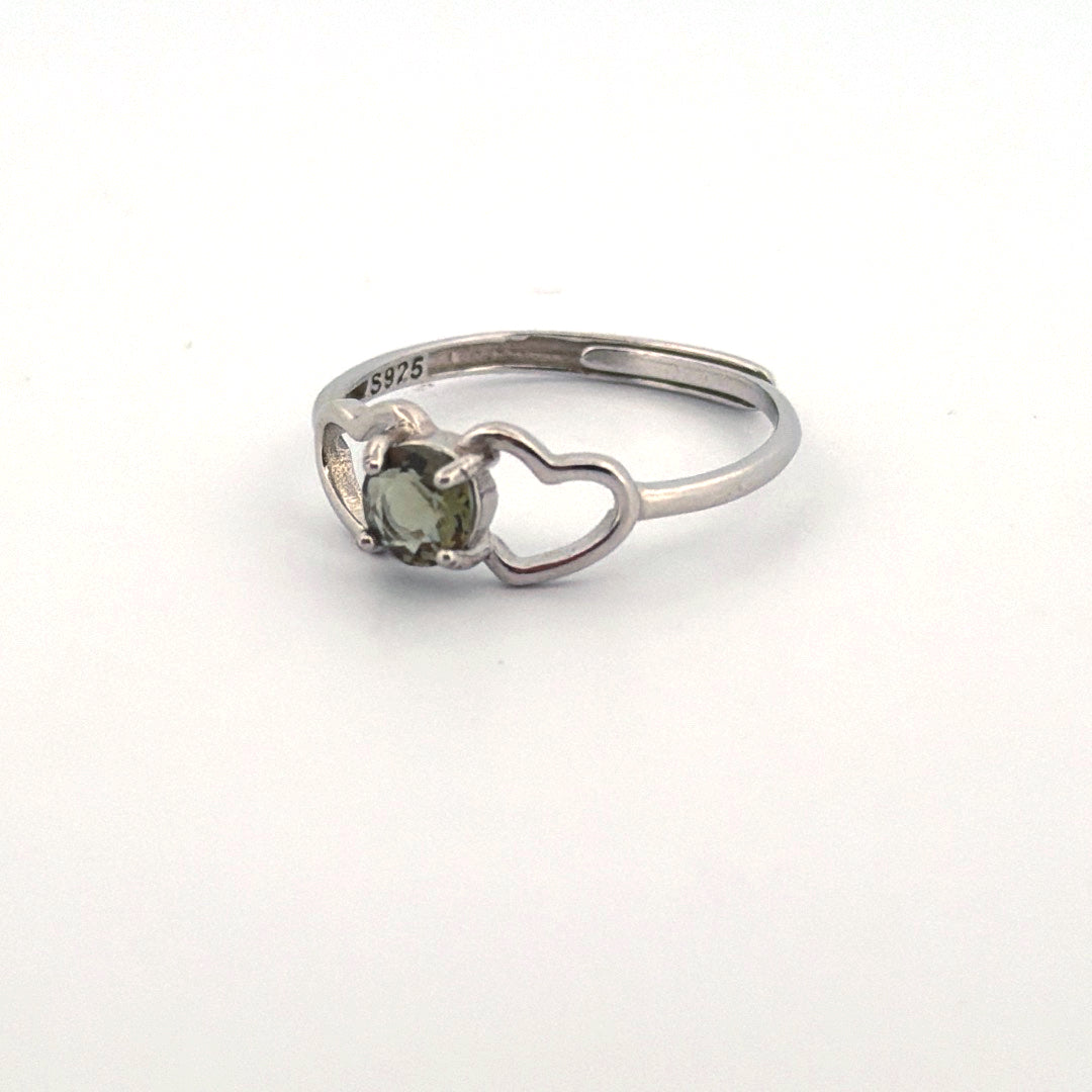 Moldavite S925 Adjustable Certified Ring