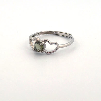Moldavite S925 Adjustable Certified Ring