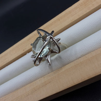 Green Quartz S925 Adjustable Ring