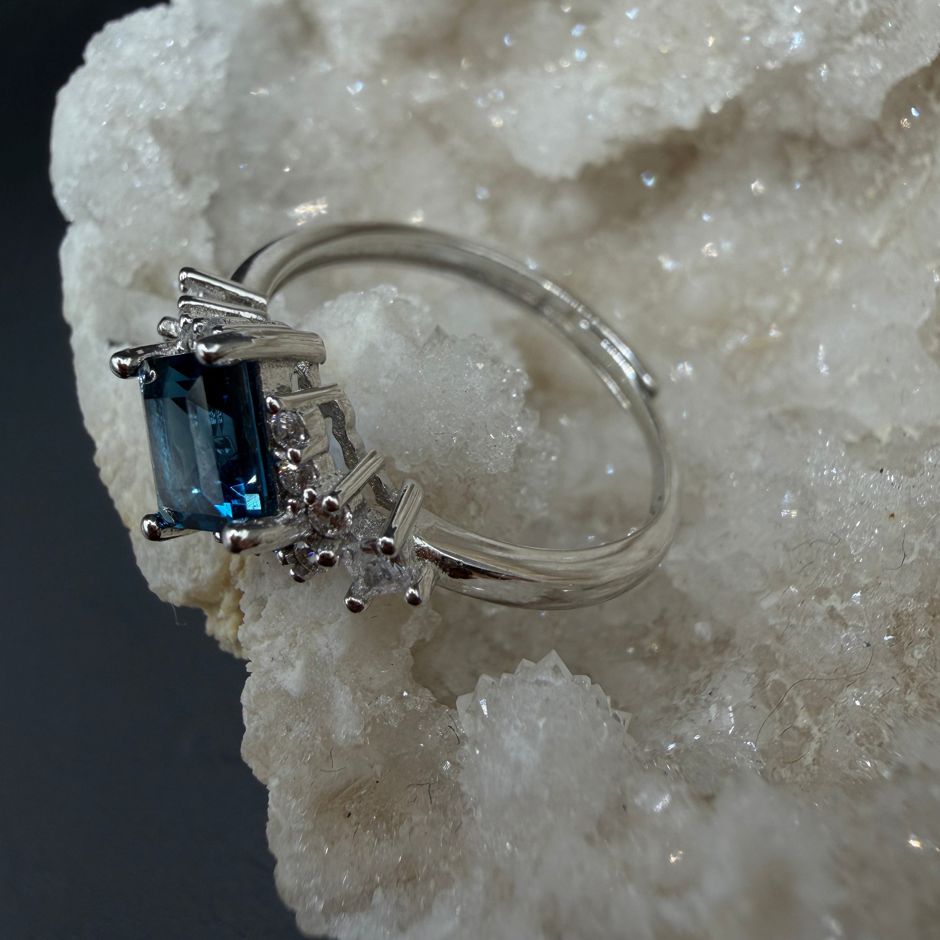 Blue Topaz S925 Certified Adjustable Ring