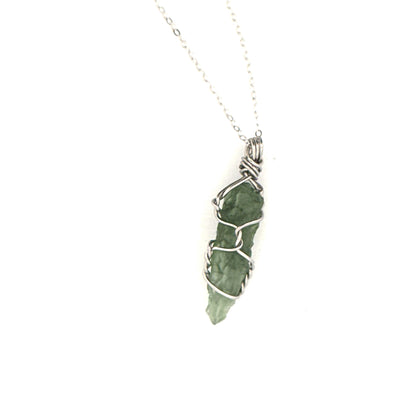 Moldavite Stainless Steel and S925 Handmade Necklace