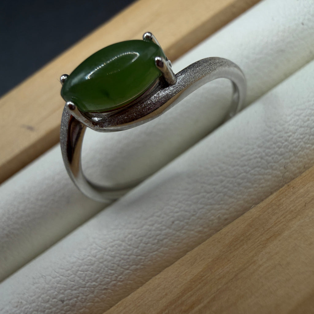 Green Jade S925 Adjustable Ring