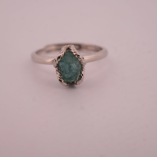 Raw High Grade Green Kyanite S925 Adjustable Ring