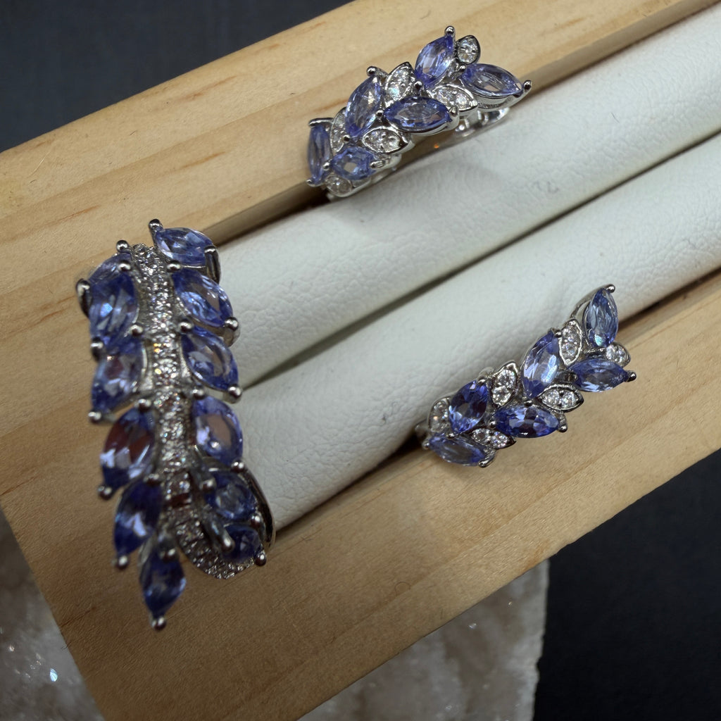 Tanzanite Leaf Earrings and Necklace S925 Certified Set