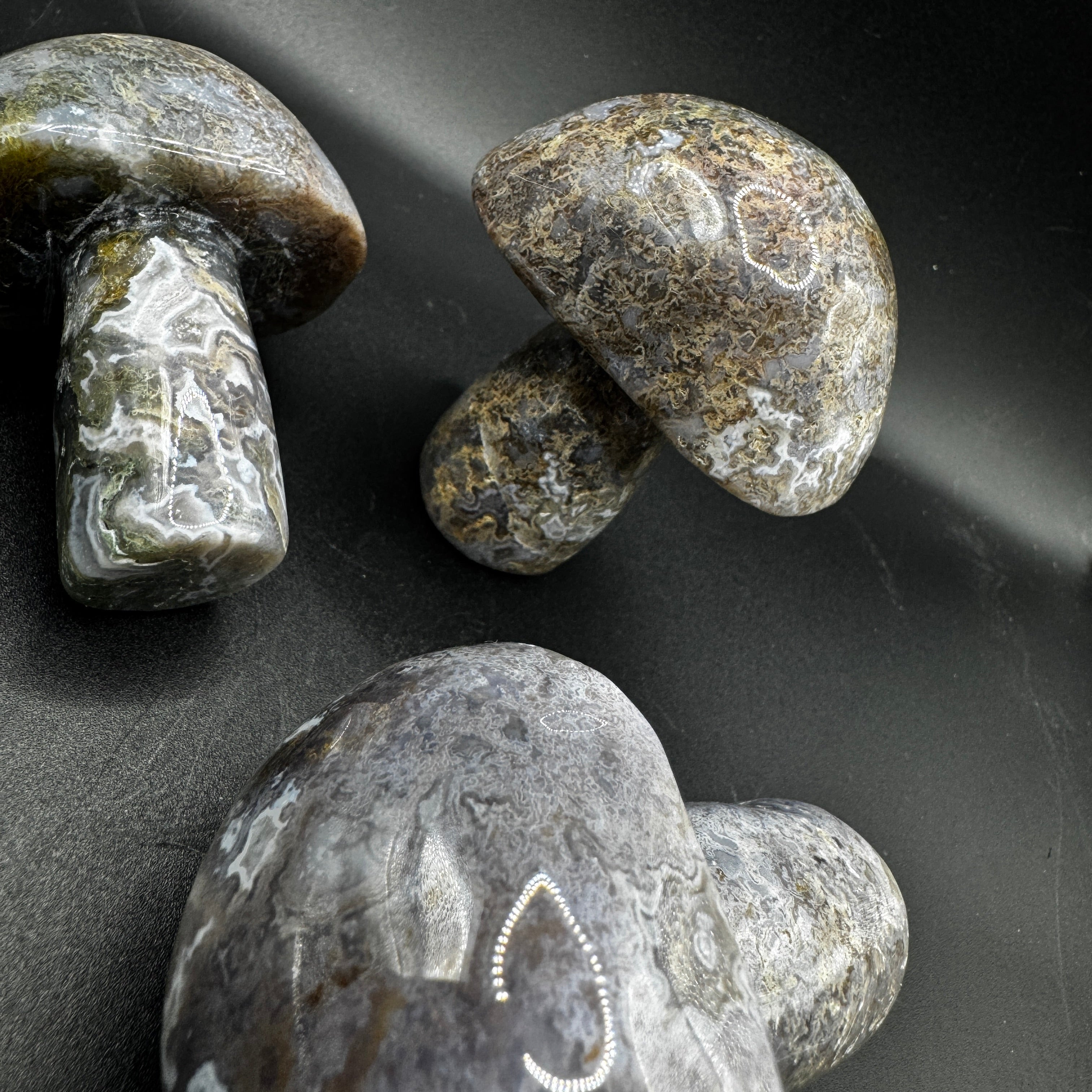 Purple Moss Agate Mushroom Carving