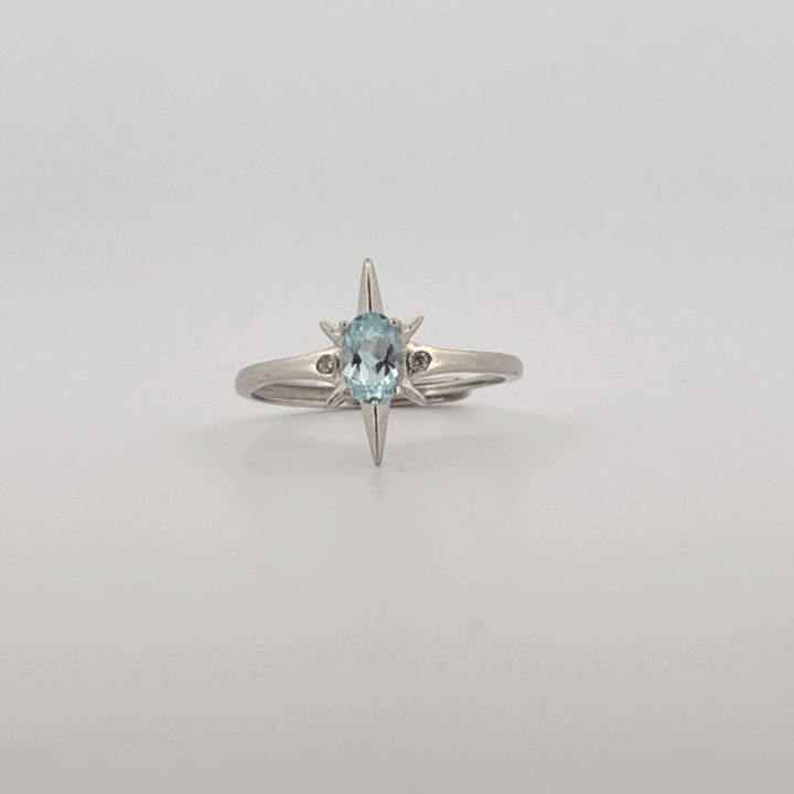 Aquamarine S925 Adjustable Ring