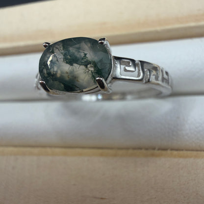 Moss Agate S925 Adjustable Ring