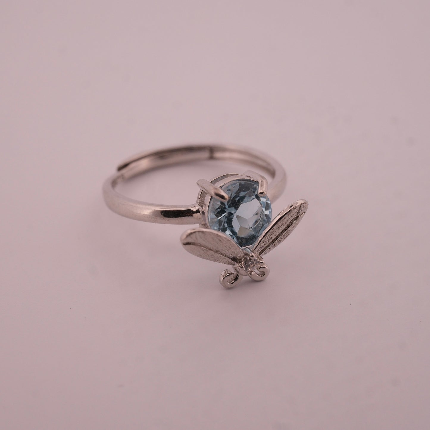 Blue Topaz Bee S925 Adjustable Ring