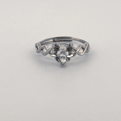 Clear Quartz Heart S925 Adjustable Ring