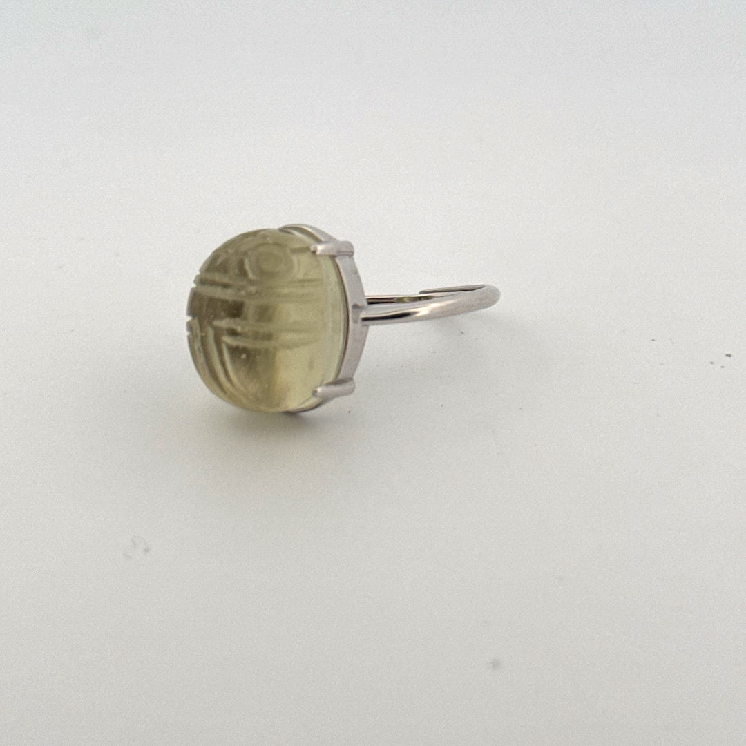 Large Libyan Desert Glass S925 Certified Adjustable Ring