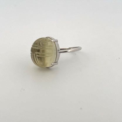 Large Libyan Desert Glass S925 Certified Adjustable Ring