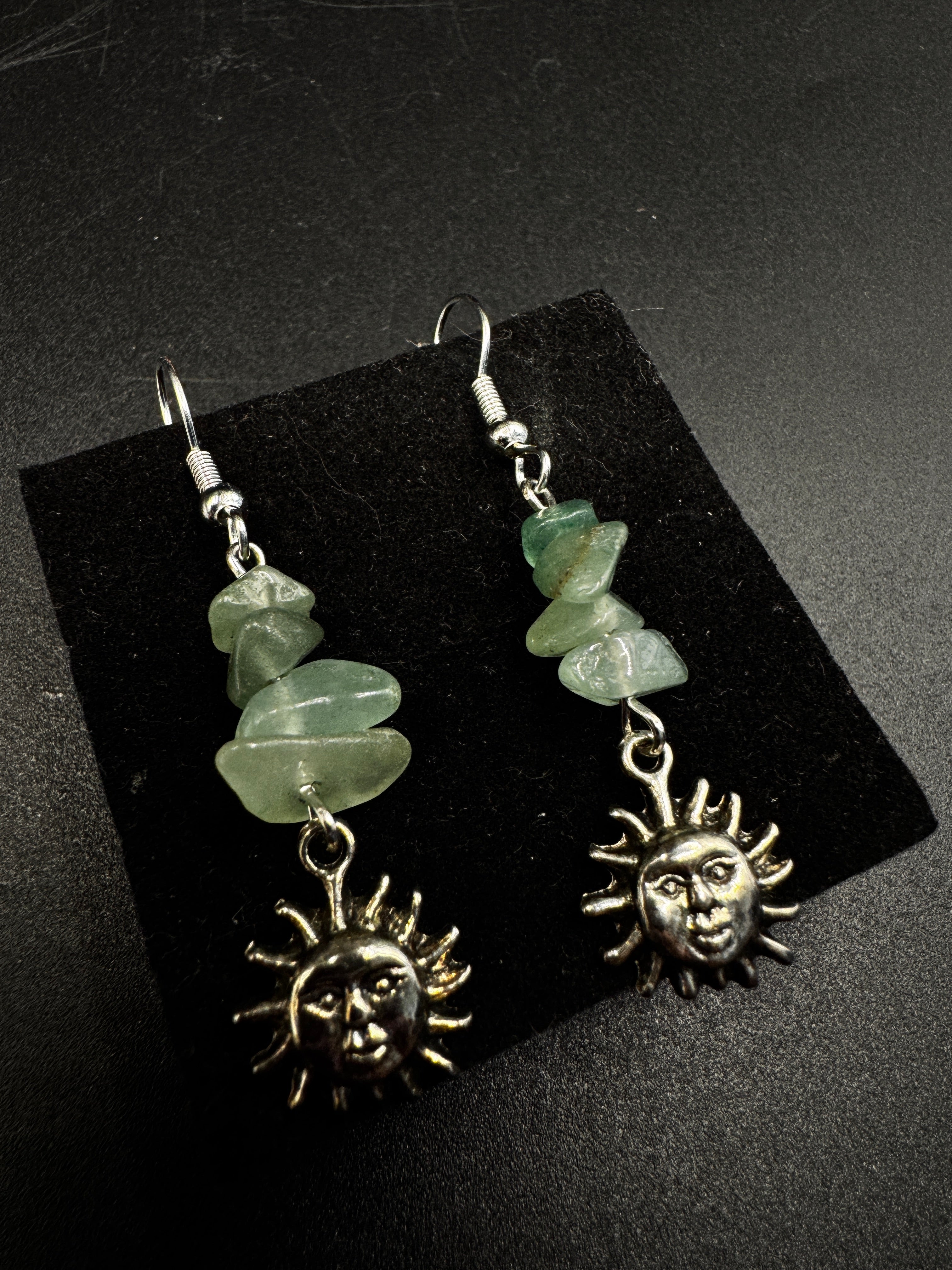 Green Aventurine Sun Earrings