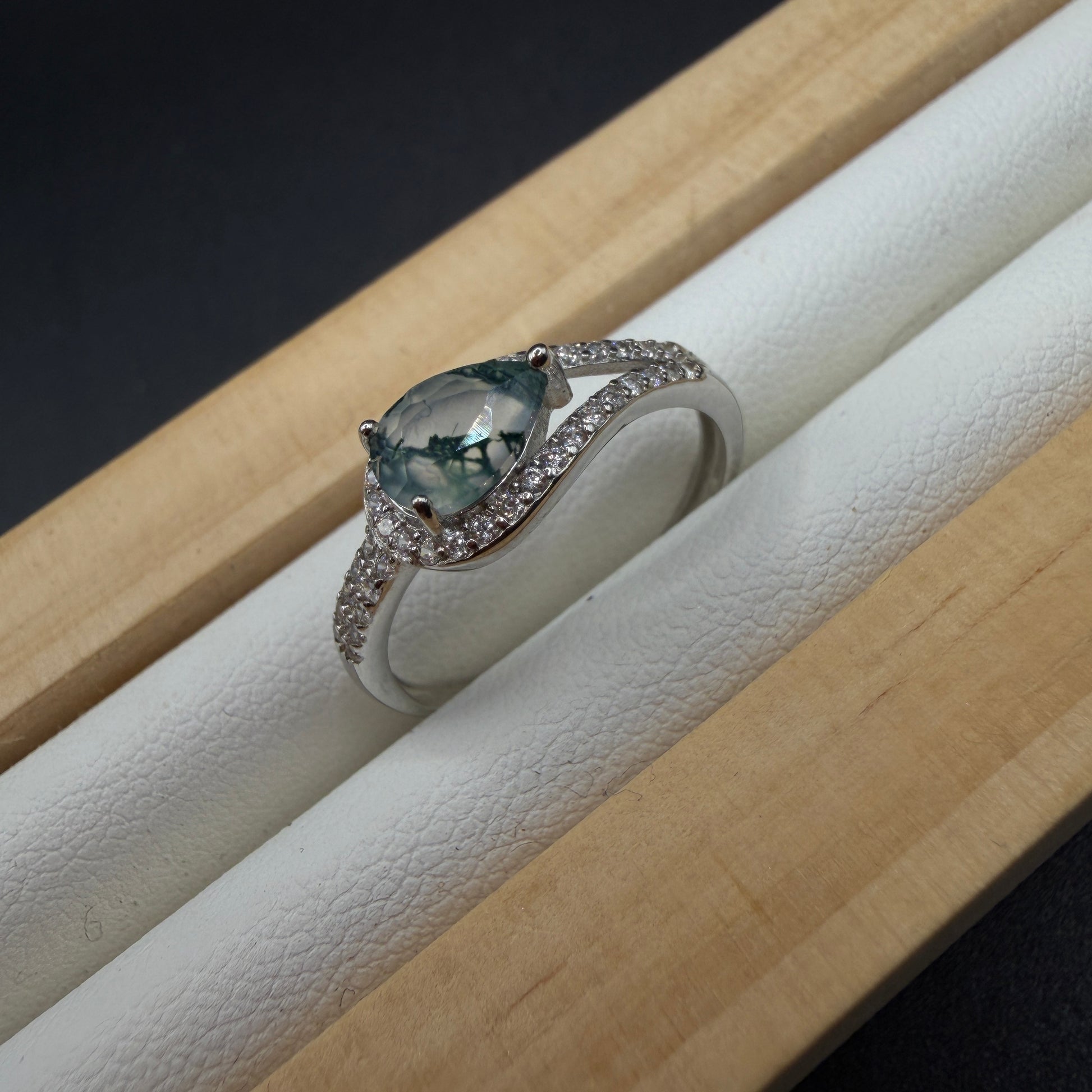 Moss Agate S925 Adjustable Ring