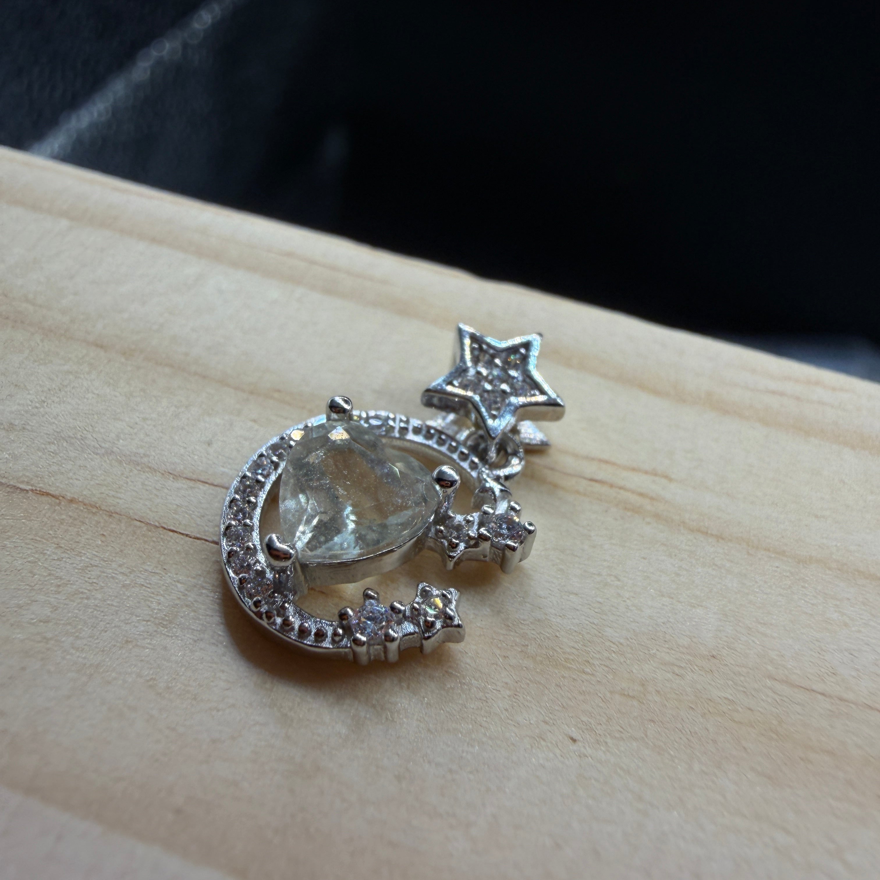 Libyan Desert Glass Moon and Star S925 Certified Necklace