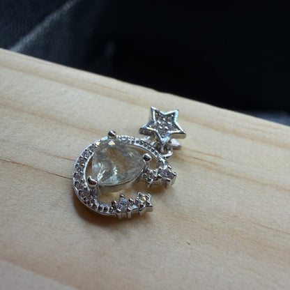 Libyan Desert Glass Moon and Star S925 Certified Necklace