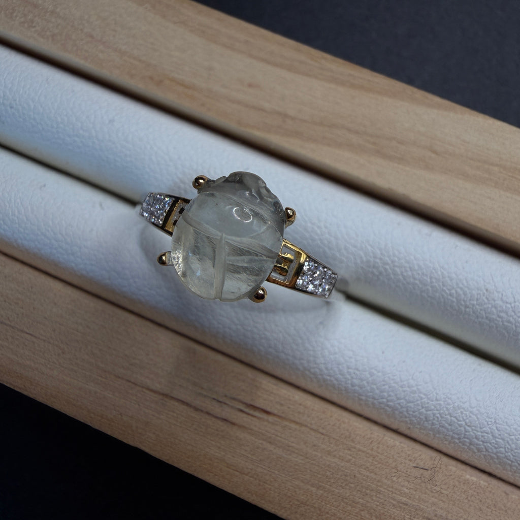 Libyan Desert Glass Scarab S925 Certified Ring