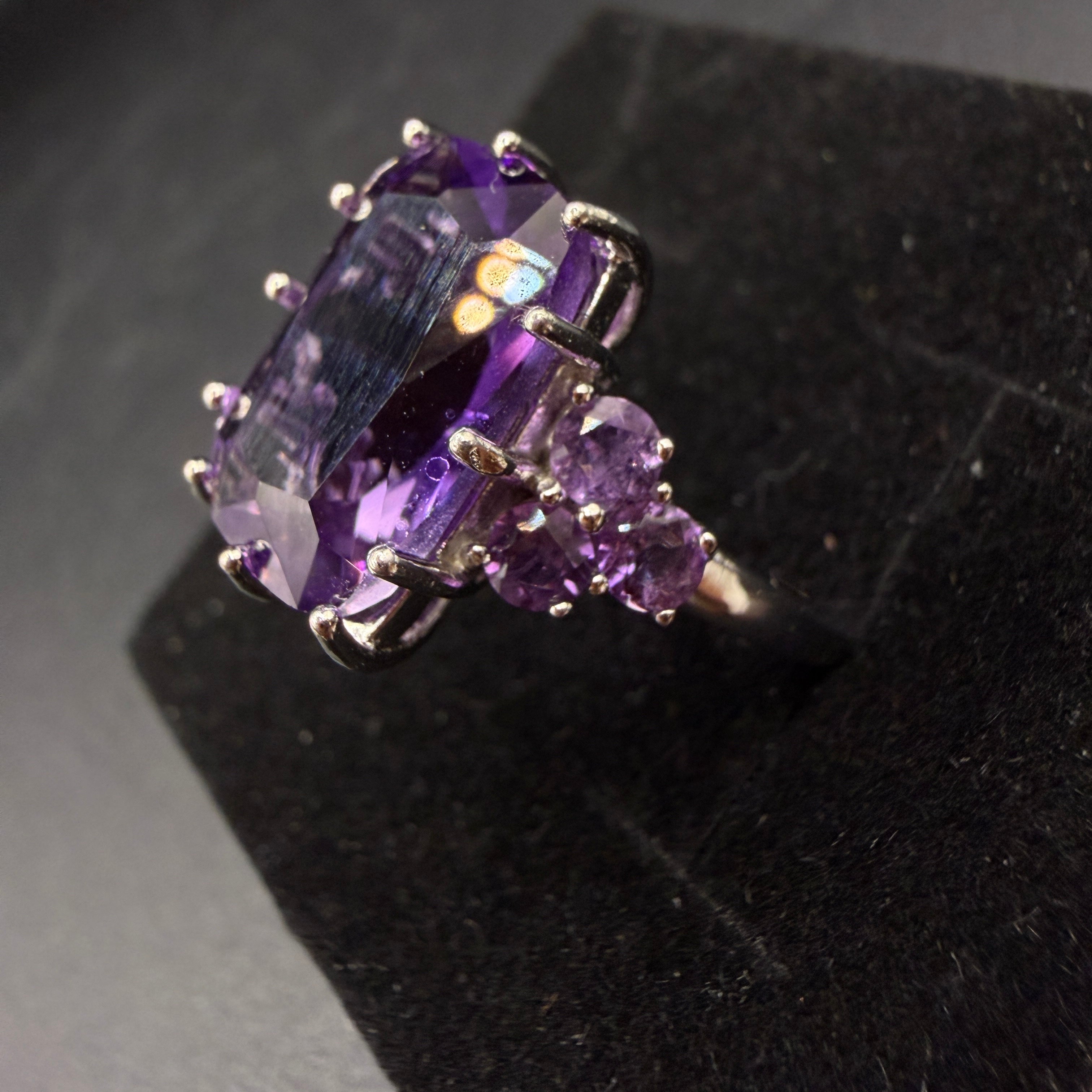 Amethyst Statement S925 Certified Adjustable Ring