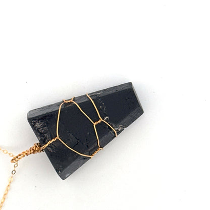Black Tourmaline in Quartz Handmade Necklace