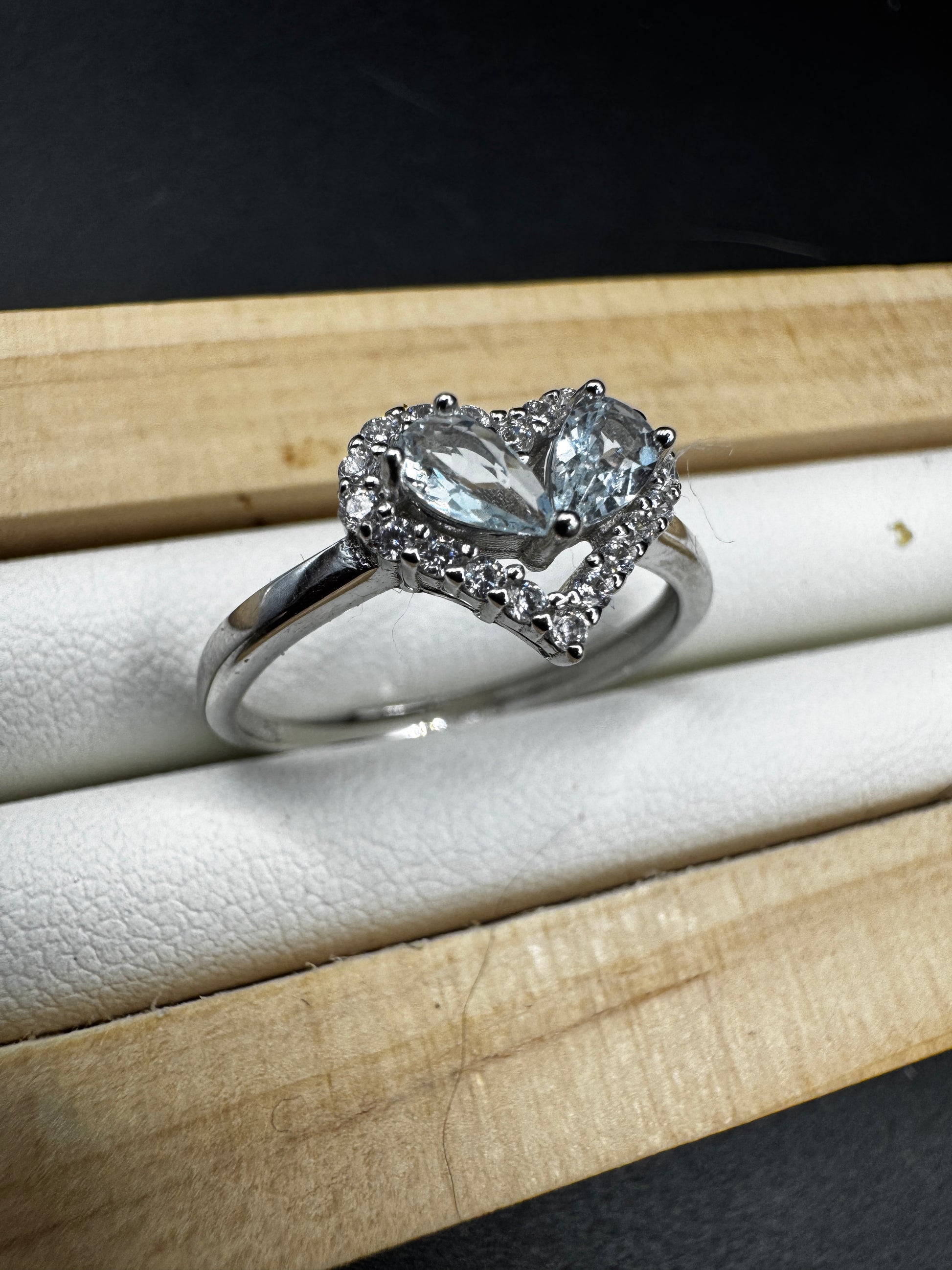 Aquamarine Heart Ring
