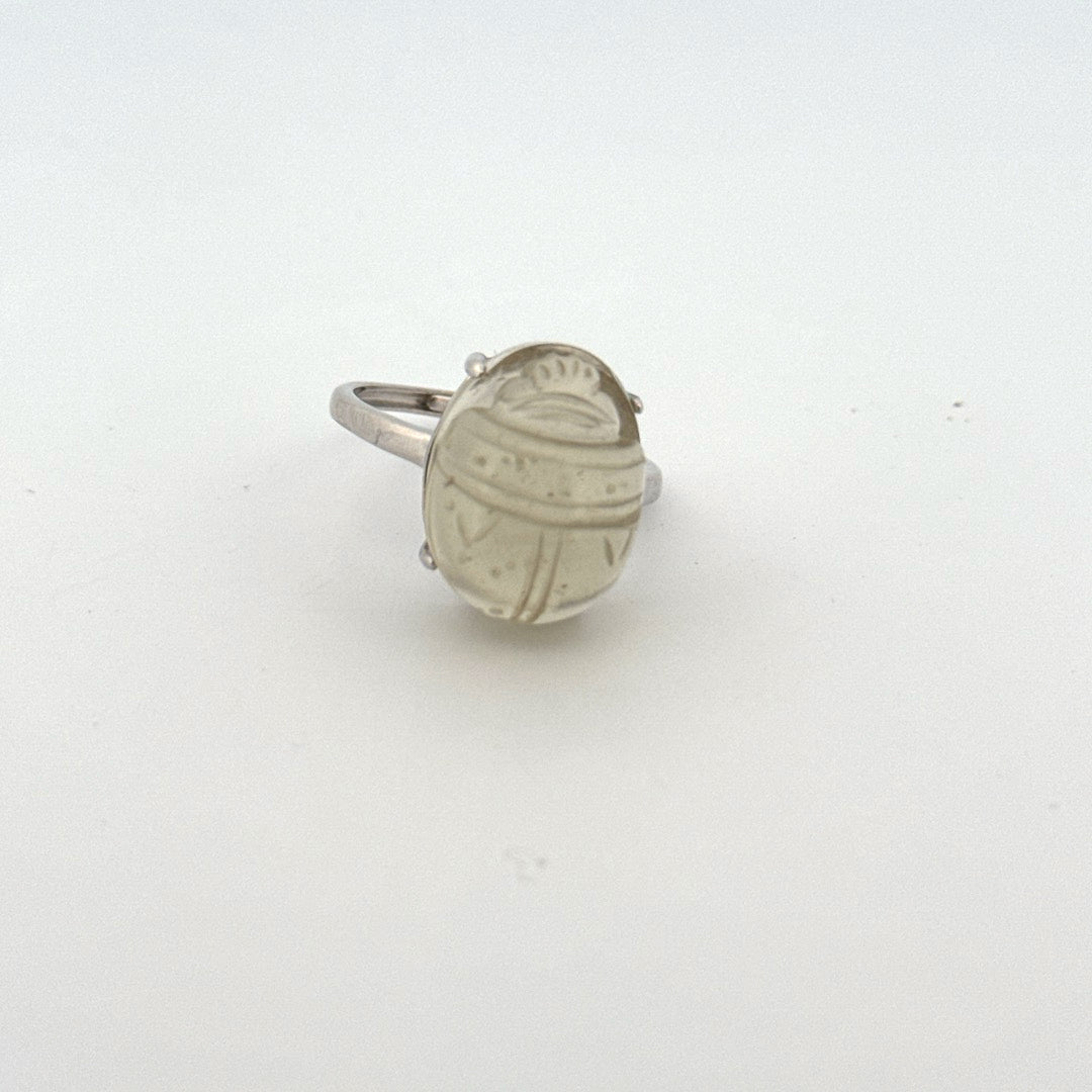 Large Libyan Desert Glass S925 Certified Adjustable Ring