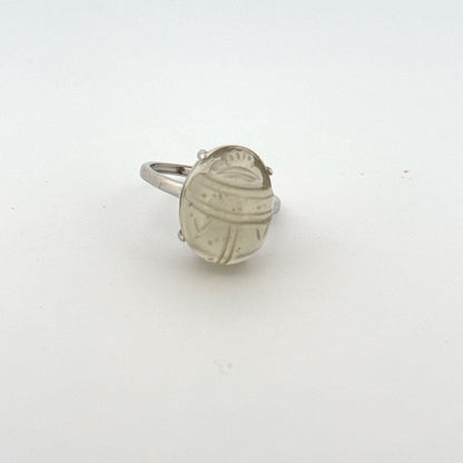 Large Libyan Desert Glass S925 Certified Adjustable Ring