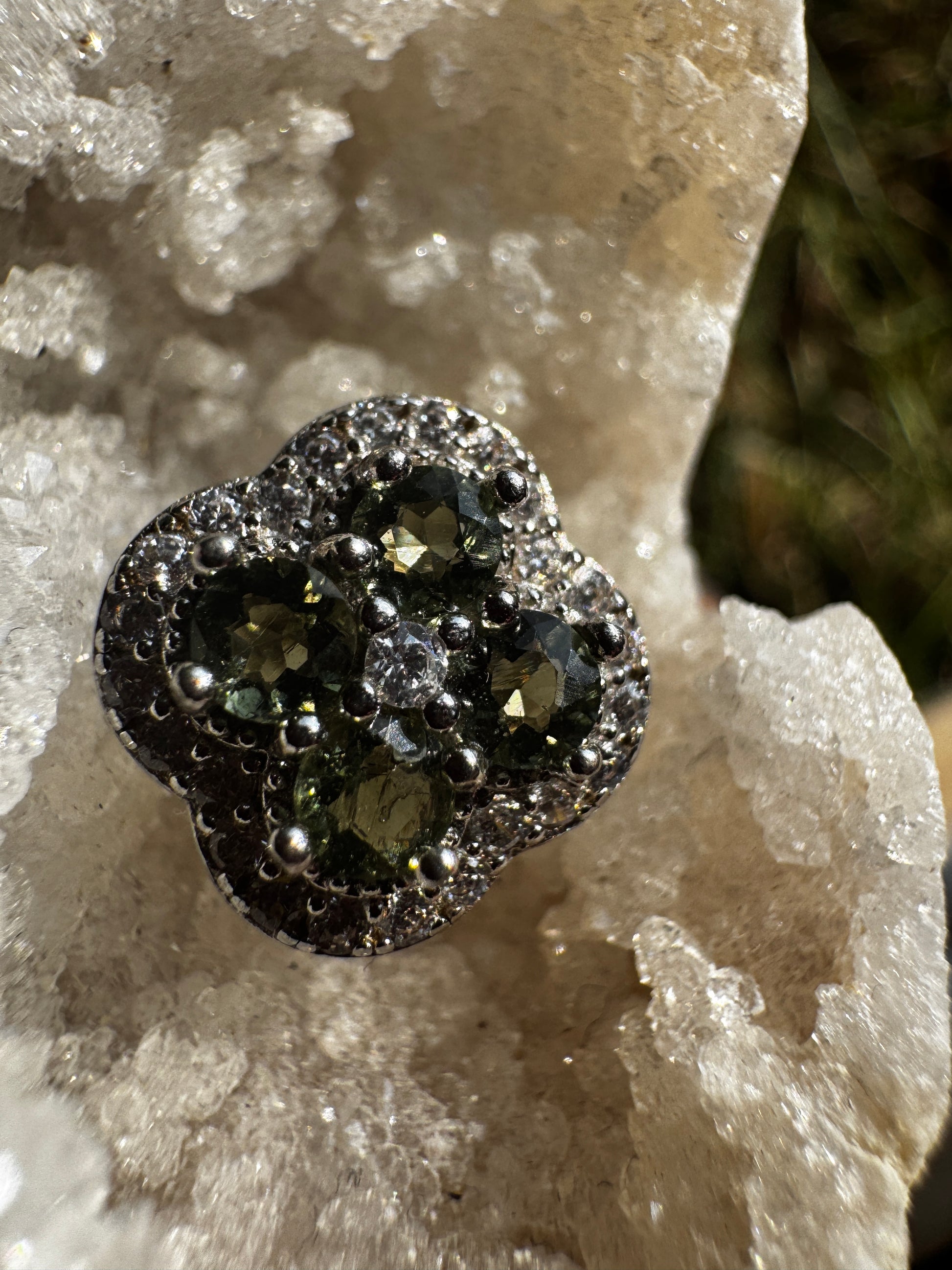 Moldavite Clover Necklace