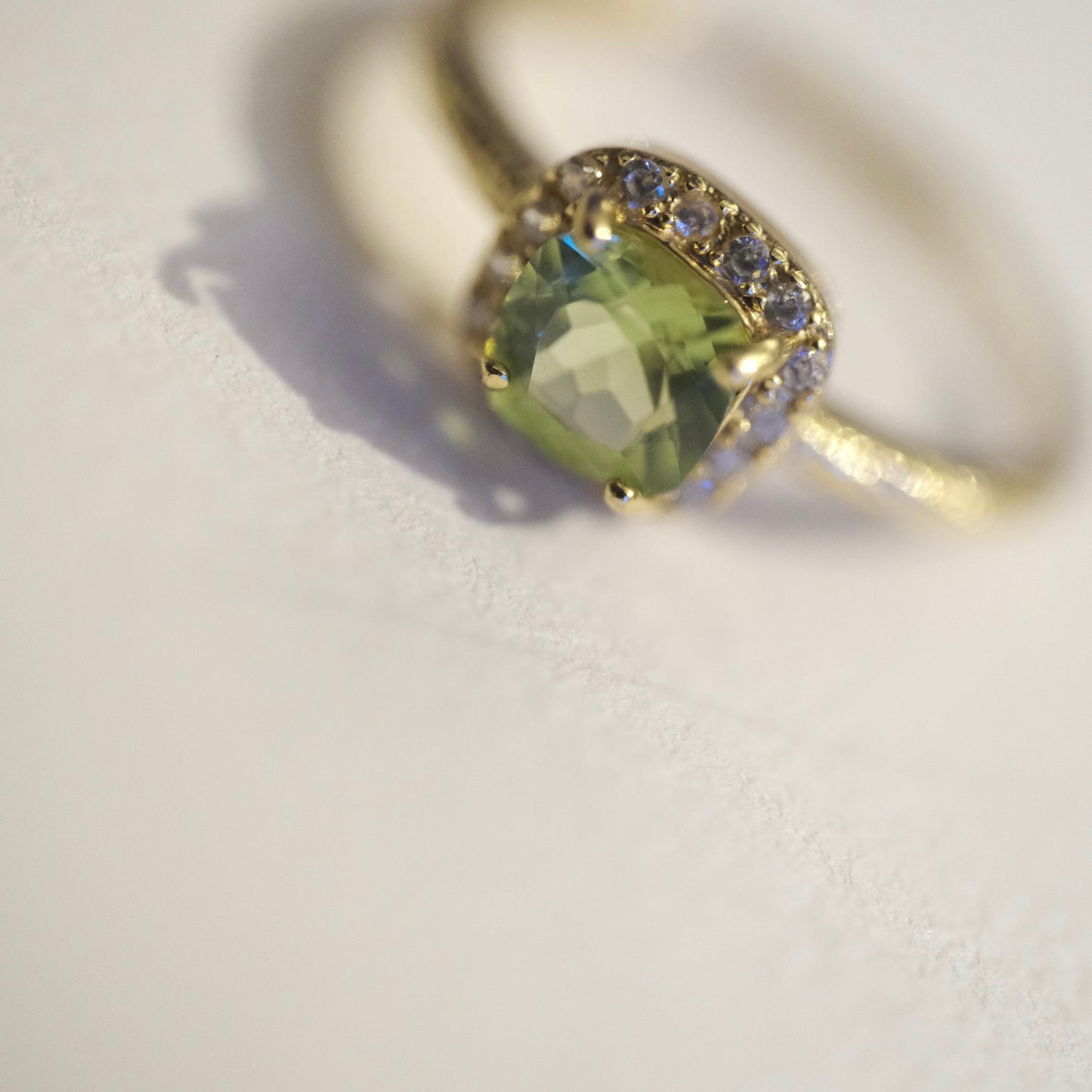 Peridot S925 Gold Adjustable Ring