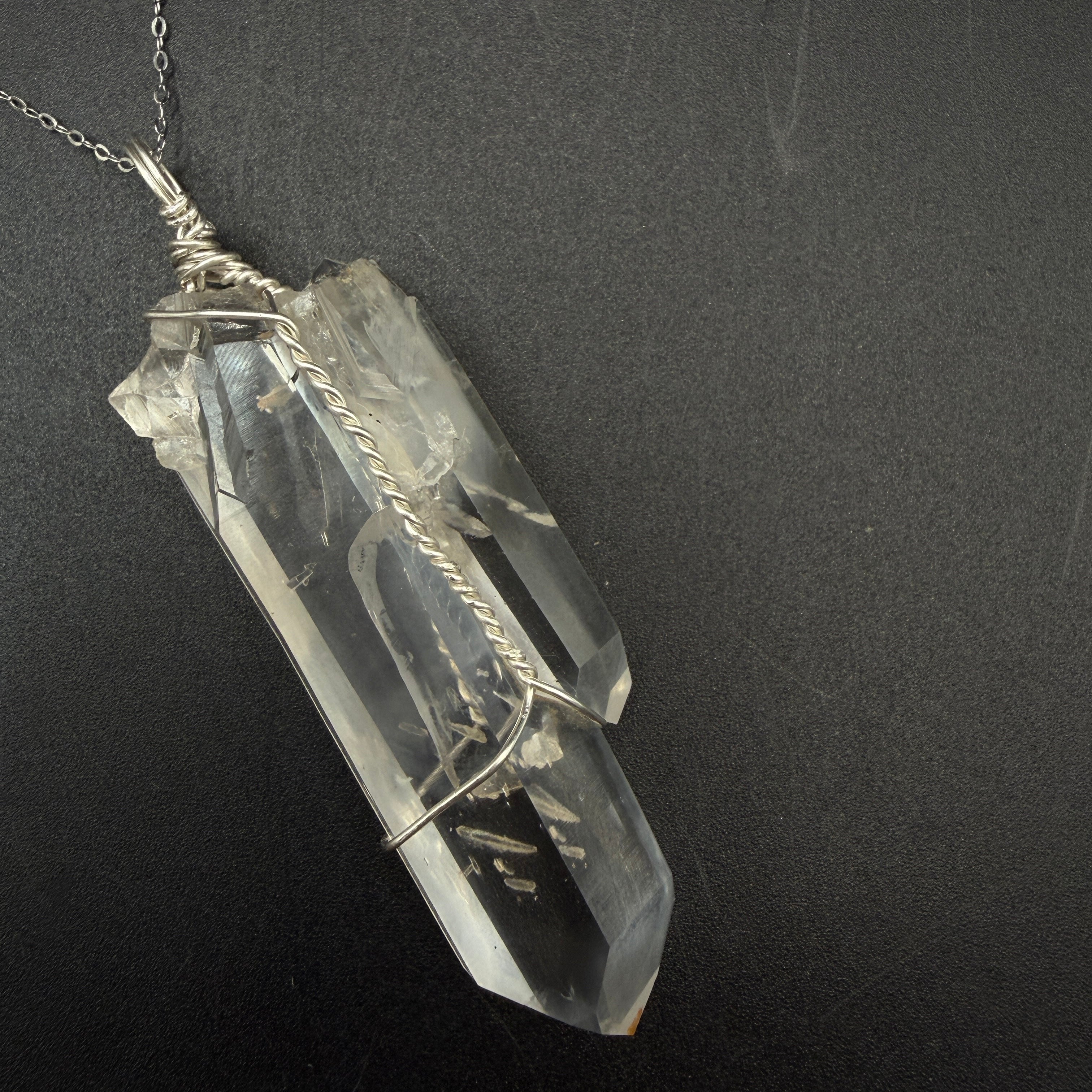 Lemurian Blue Mist Quartz S925 Handmade Necklace